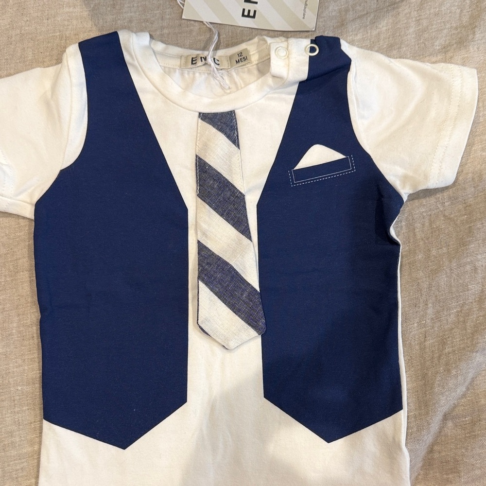 Kids Navy and White Vest Tee